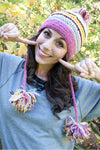 Multi stripe hat with braids