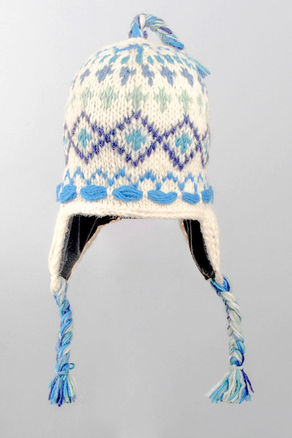 Unisex Handknit woolen earflap hat with fleece lining