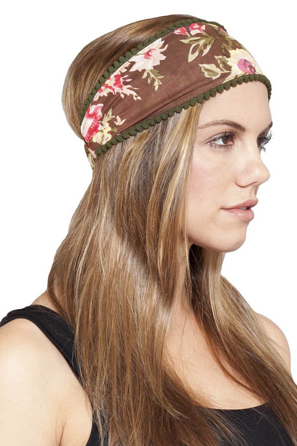 women's cotton printed floral Reversible headband-12pcs/Pk