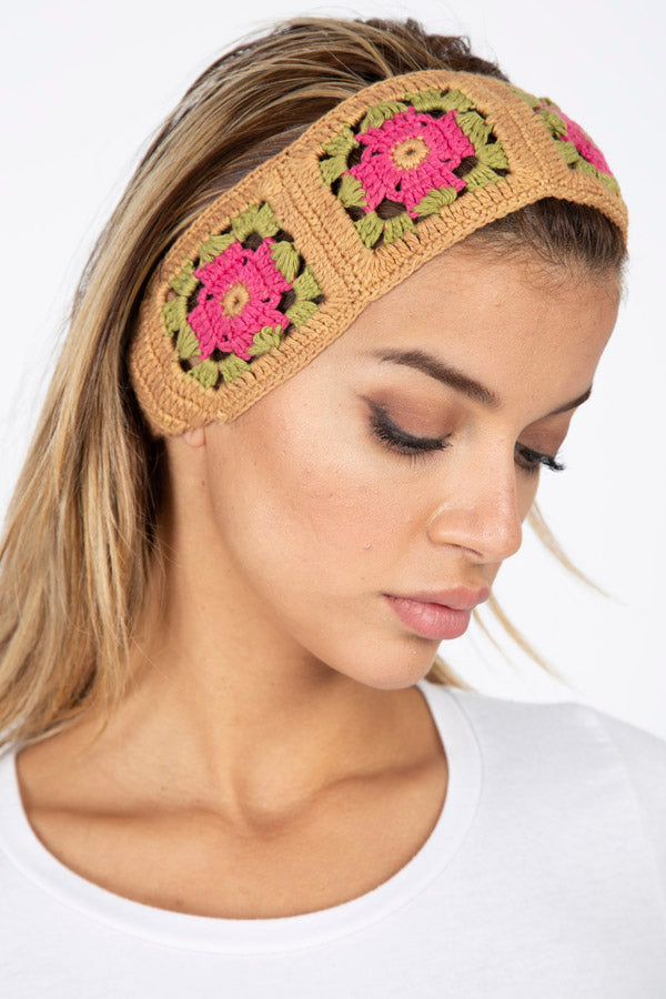 Granny Square Crocheted Summer Headband-4/Pkt