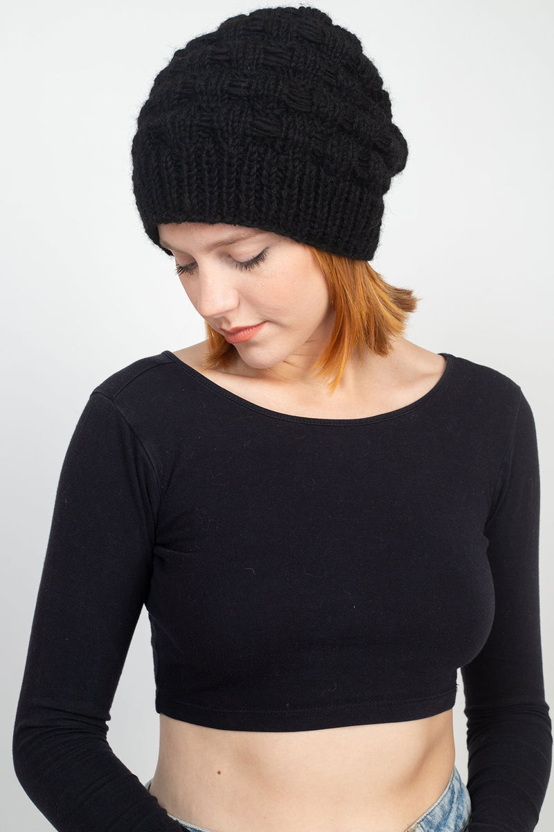 Wool Knit Puffy Slouchy Hat