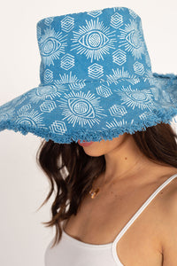 Print Canvas Wide Brim Shade Hat