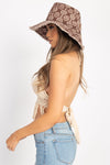 Print Canvas Wide Brim Shade Hat