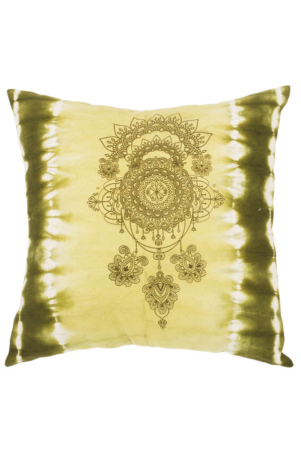 Tie Dye  Buddha, Hamsa and Henna Print Throw Pillow Cover