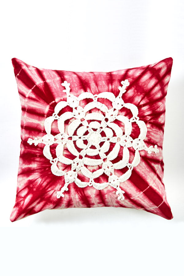 Hand Crocheted Mandala Snowflake Throw Pillow