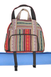 Vintage Tribal Stripe Gym Bag With Yoga Mat Harness