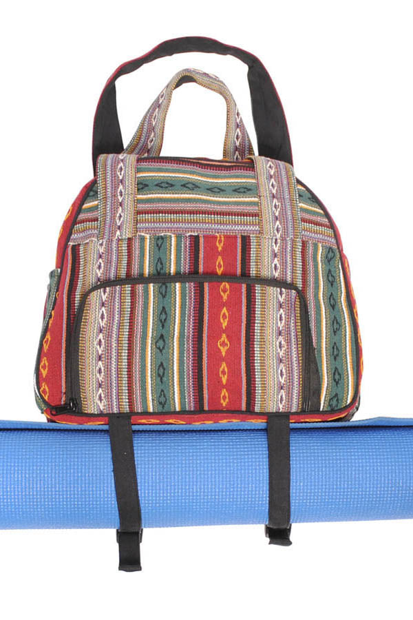 Vintage Tribal Stripe Gym Bag With Yoga Mat Harness