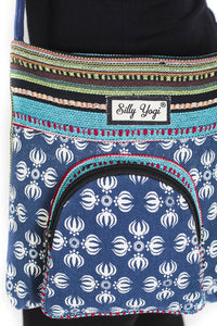 Vajra Vintage Stripe Cotton Messenger Bag-Blue-One Size