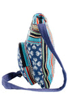 Vajra Vintage Stripe Cotton Messenger Bag-Blue-One Size