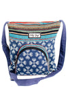 Vajra Vintage Stripe Cotton Messenger Bag-Blue-One Size