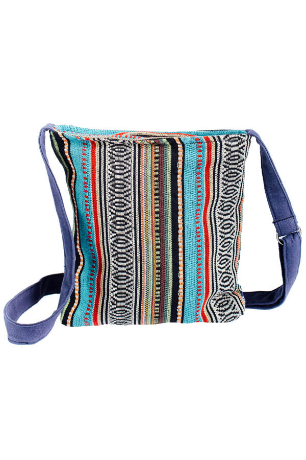 Vajra Vintage Stripe Cotton Messenger Bag-Blue-One Size