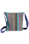 Vajra Vintage Stripe Cotton Messenger Bag-Blue-One Size