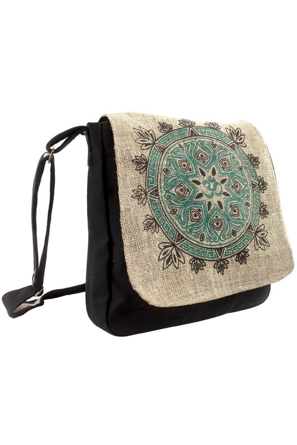Natural Hemp-Cotton Eco Mandala hippie boho Cross body Messenger Bag sling Bag
