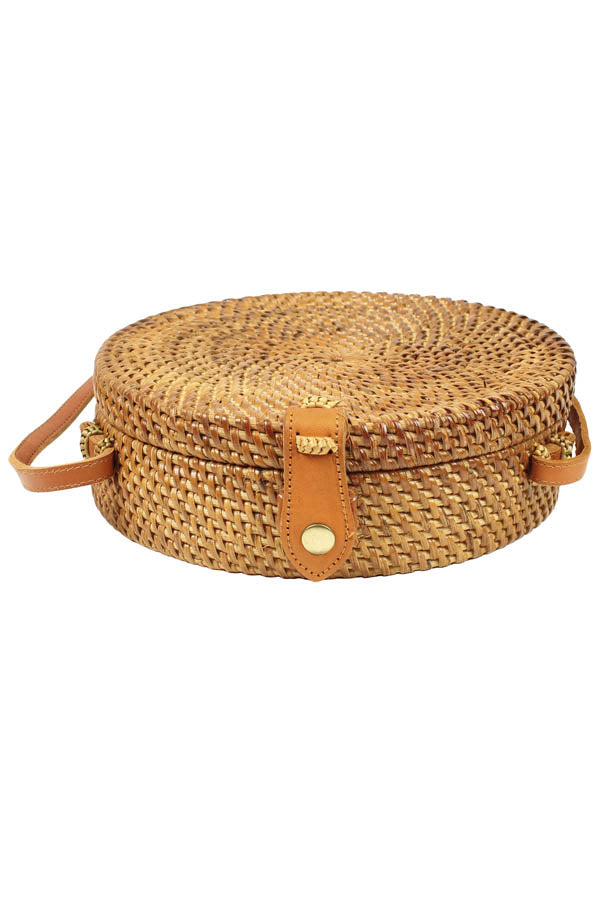 Round Rattan Crossbody Straw Boho Bag