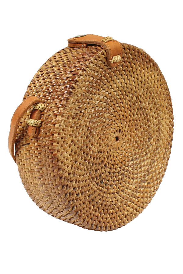 Round Rattan Crossbody Straw Boho Bag