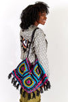 Granny Crochet Fringed Hobo Bag