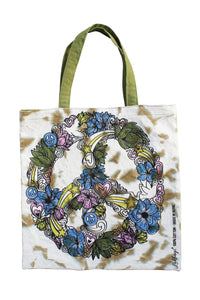 Floral Peace Sign Tote Bag