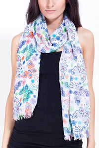 Women's boho Urban butterfly print spring scarf stole