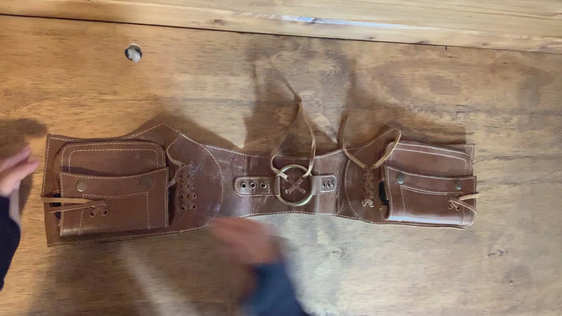 The Gypsy Duo - A Leather Duo Pack Hip Bag Belt-Brown