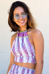 Peacock Feather Print Halter Top