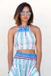Peacock Feather Print Halter Top