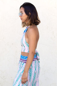 Peacock Feather Print Halter Top