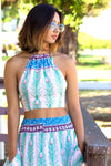 Peacock Feather Print Halter Top